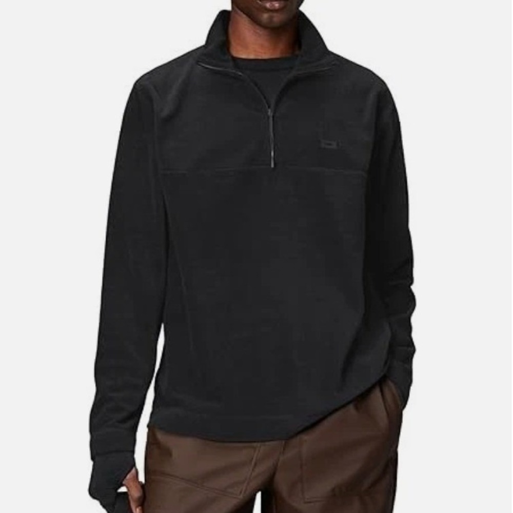 NWT RAINS Addis Fleece Half Zip Pullover Sweatshirt Black Medium Base Layer